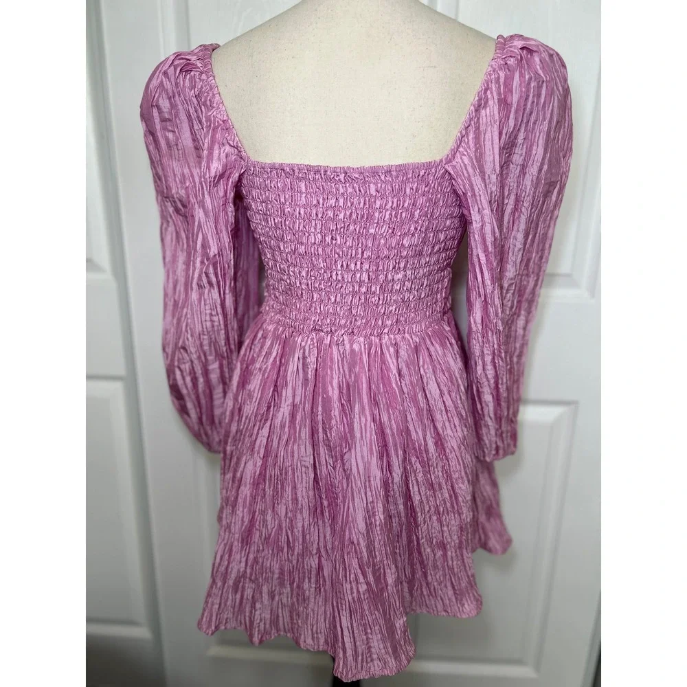 Lovers + Friends Take Me Out Mini Dress Pink Ribbed Taffeta Corset Lace Up Small